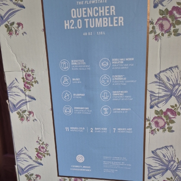 Stanley LoveShackFancy 40oz Tumbler with Blue and Purple Floral Accents - Picture 7 of 7